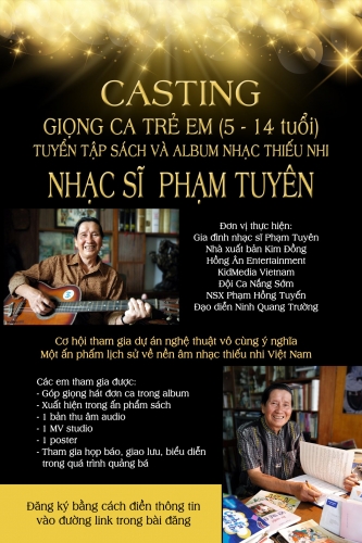 CƠ HỘI THAM GIA DỰ ÁN ÂM NHẠC Ý NGHĨA TRONG ẤN PHẨM MỚI VỀ NHẠC THIẾU NHI VIỆT NAM